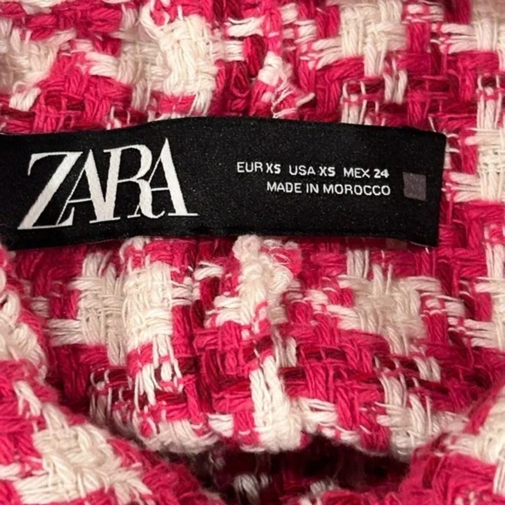 Zara Pink and Cream Textured Jacket -XS - Picture 5 of 6
